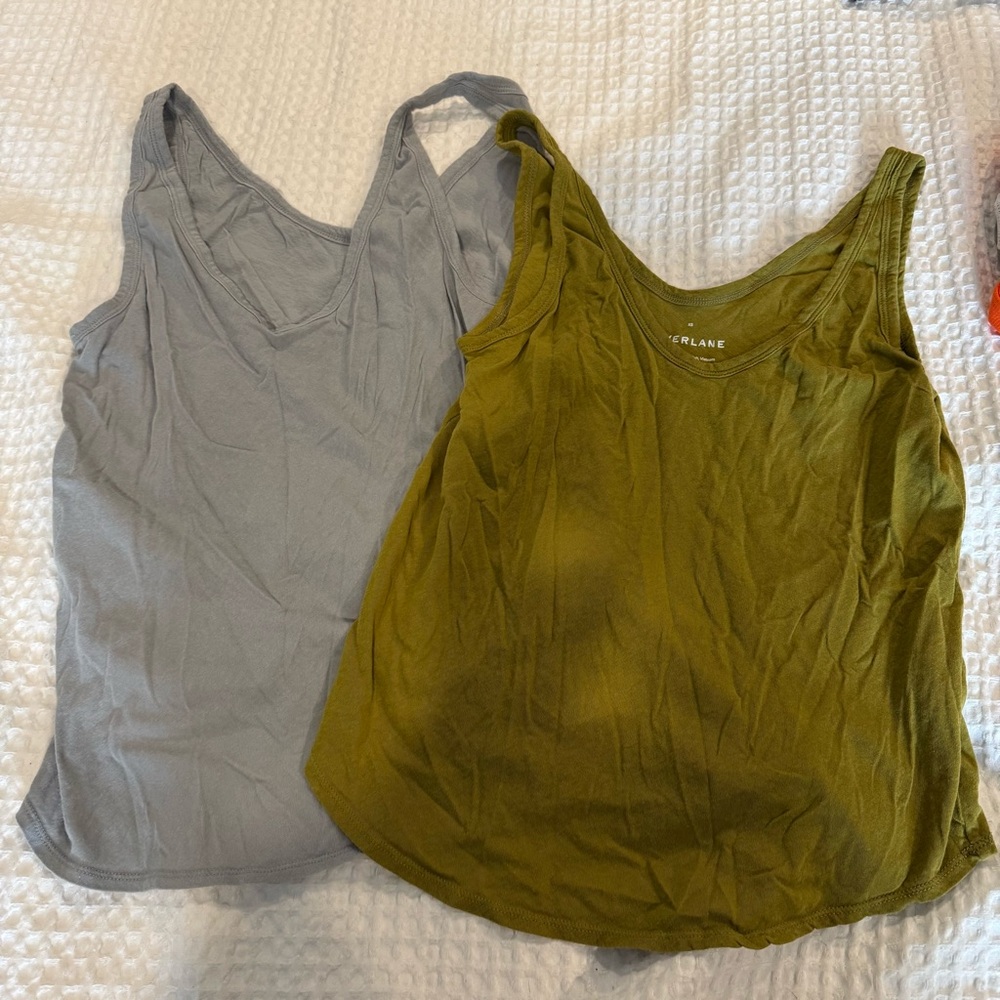 Everlane The Air Cami Two-Pack in Smoke and Moss XS